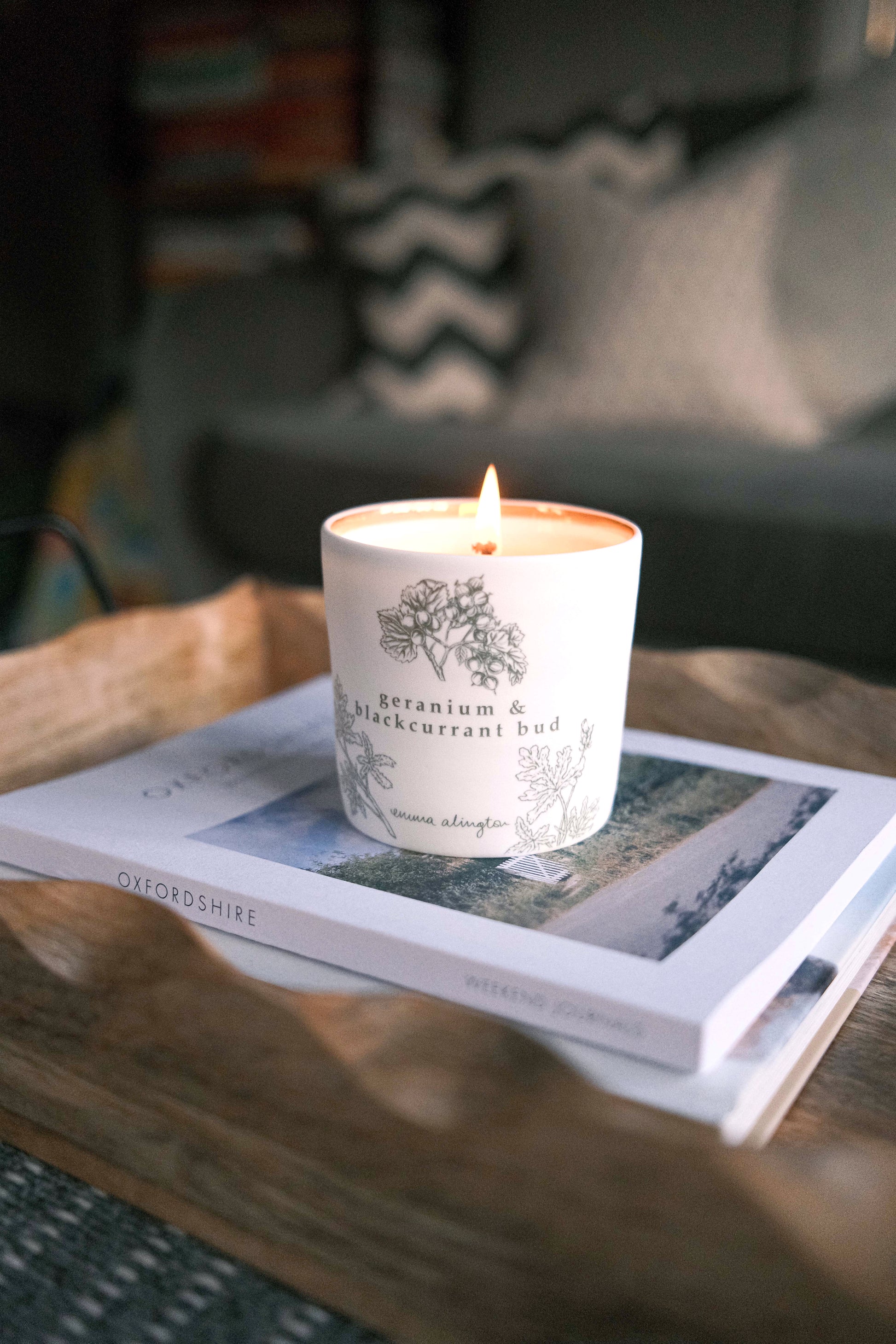 Emma Alington large luxury scented candle - Geranium and Blackcurrant Bud